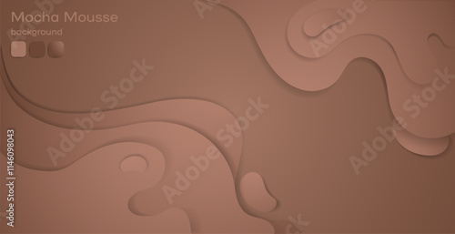 Abstract mocha waves background banner template.Abstract brown Mocha Mousse background with waves.Modern brown banner template design with paper cut effect.Vector illustration