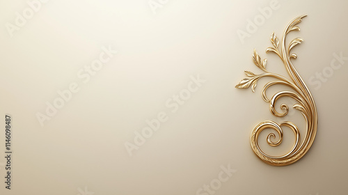Golden Flourish:  A delicate and elegant gold floral flourish design against a soft beige background, perfect for adding a touch of sophistication to your designs. 