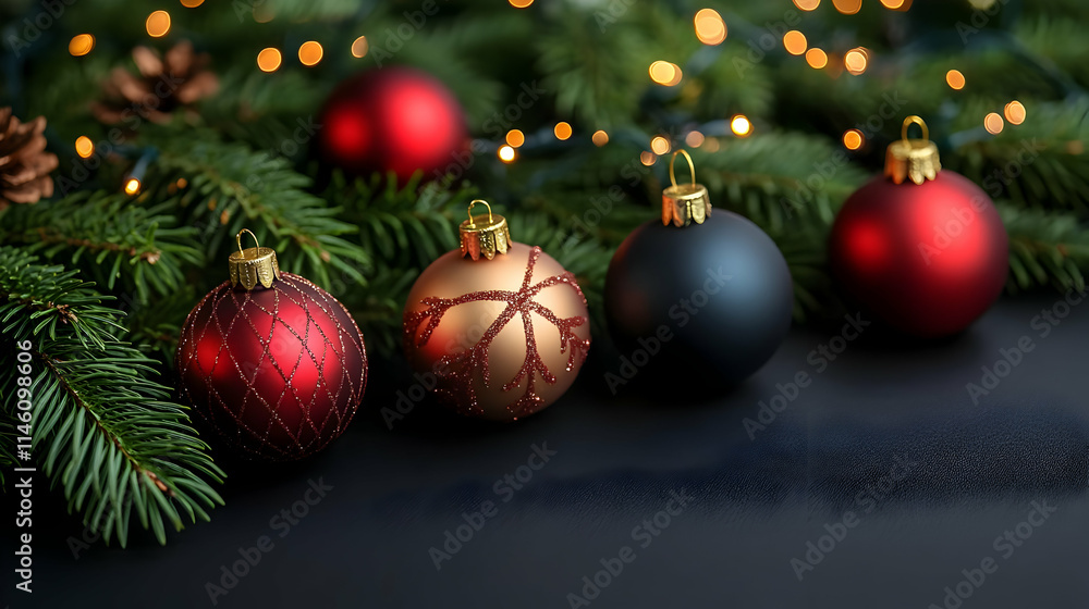 Ornaments Decorate Festive Tree Branches with Lights Ornaments Decorate Festive Tree Branches with Lights