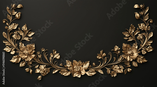 Golden Floral Wreath on Bla...