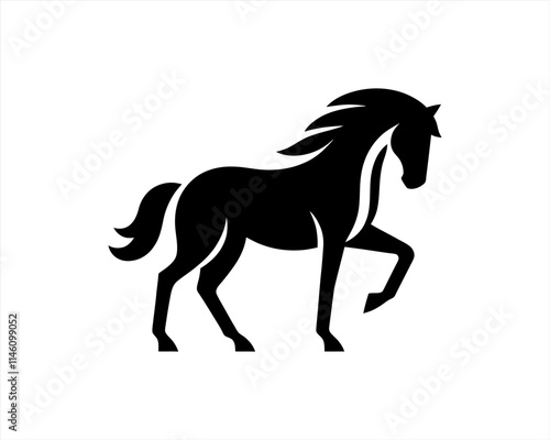 Horse logo design icon symbol vector illustration. Horsepower silhouette logo. Animal logo. Black color horse icon logo vector template.