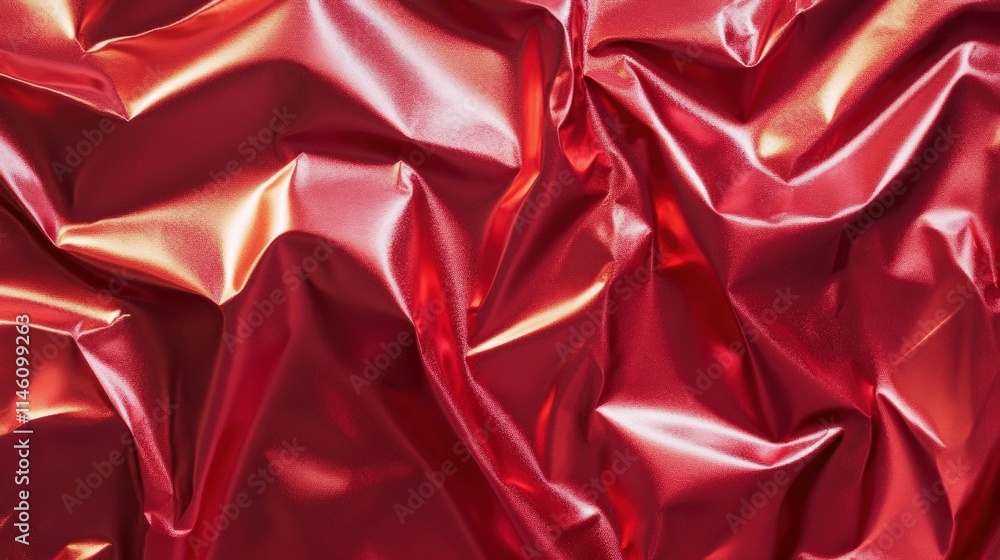 Draped Red Metallic Fabric Showing Texture and Light Reflections Draped Red Metallic Fabric Showing Texture and Light Reflections