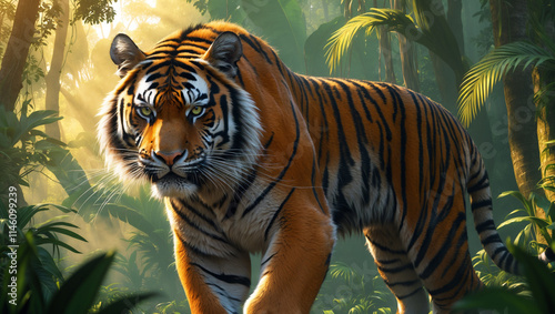 Explore stunning tiger images: majestic wild tigers, Bengal tigers, and fierce tiger portraits. Perfect for presentations, creative designs, and wildlife projects. photo