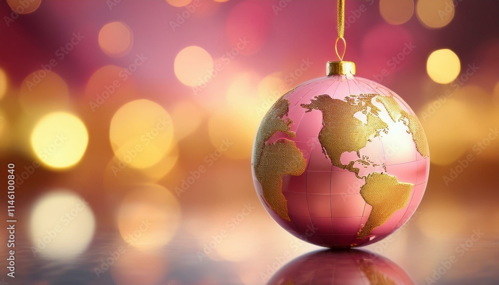 Obraz premium Christmas World Map Globe Ornament Ball