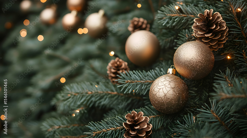Decorate Festive Tree with Ornaments & Lights Decorate Festive Tree with Ornaments & Lights