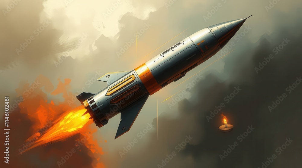 Dynamic Digital Sketch of a High Technology Rocket in Atmosphere Dynamic Digital Sketch of a High Technology Rocket in Atmosphere