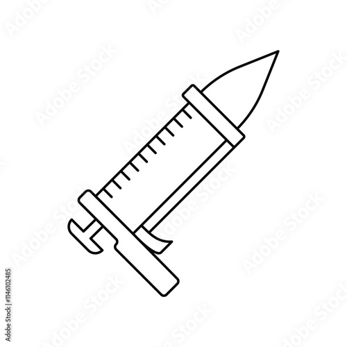 caulk gun lineal icon with white background vector stock illustration
