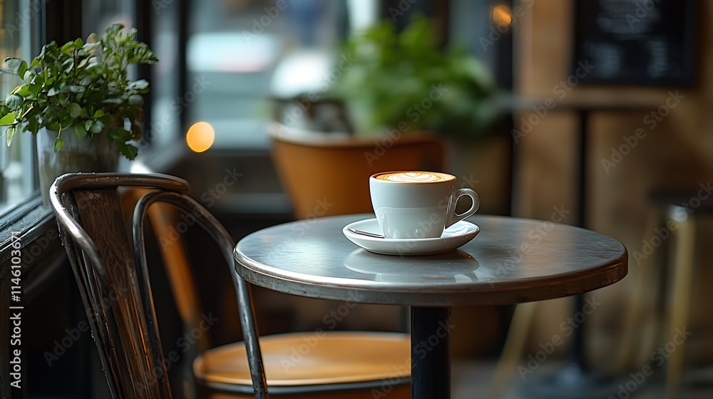 Latte Art Coffee In A Cozy Cafe Setting Latte Art Coffee In A Cozy Cafe Setting