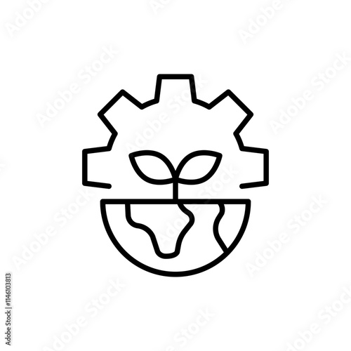 Eco earth outline icons, minimalist vector illustration ,simple transparent graphic element .Isolated on white background