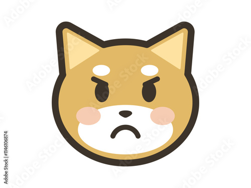 怒っているかわいい柴犬の顔アイコンイラスト