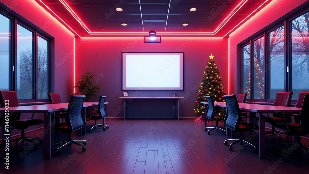 a stunning illustration of office training room retro Retro Neon Christmas Theme a stunning illustration of office training room retro Retro Neon Christmas Theme