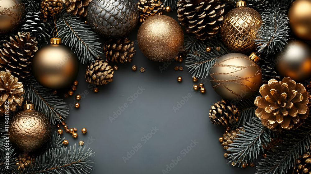 Elegant Gold & Gray Christmas Decor with Pine Cones Elegant Gold & Gray Christmas Decor with Pine Cones