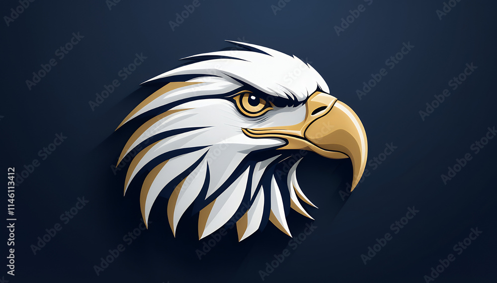 Fototapeta premium Bold Eagle Head Logo Design Against a Dark Background