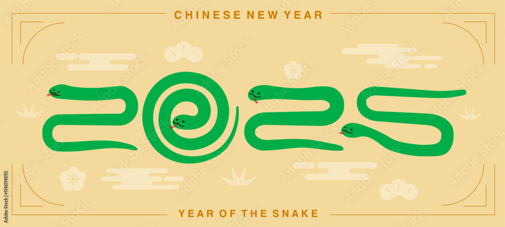 Φωτογραφία Lunar new year, Chinese New Year 2025 ,Year of the Snake ,line art , outline ,si