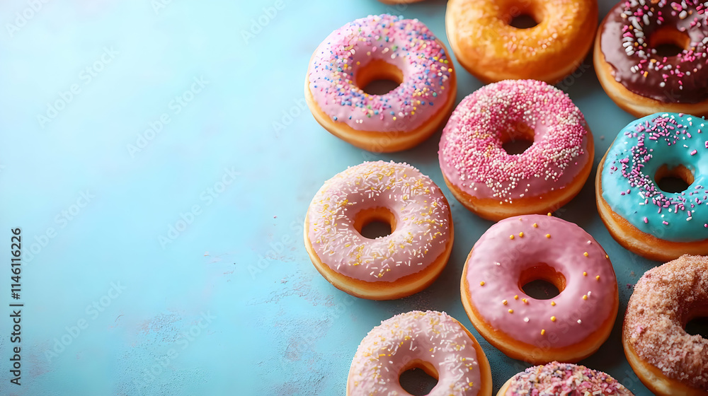 Sweet Donuts: Colorful Glaze, Sprinkles Delight Sweet Donuts: Colorful Glaze, Sprinkles Delight