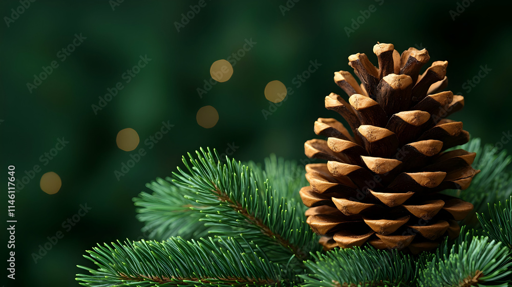Pine Cone on Evergreen Branch: Nature's Beauty Pine Cone on Evergreen Branch: Nature's Beauty