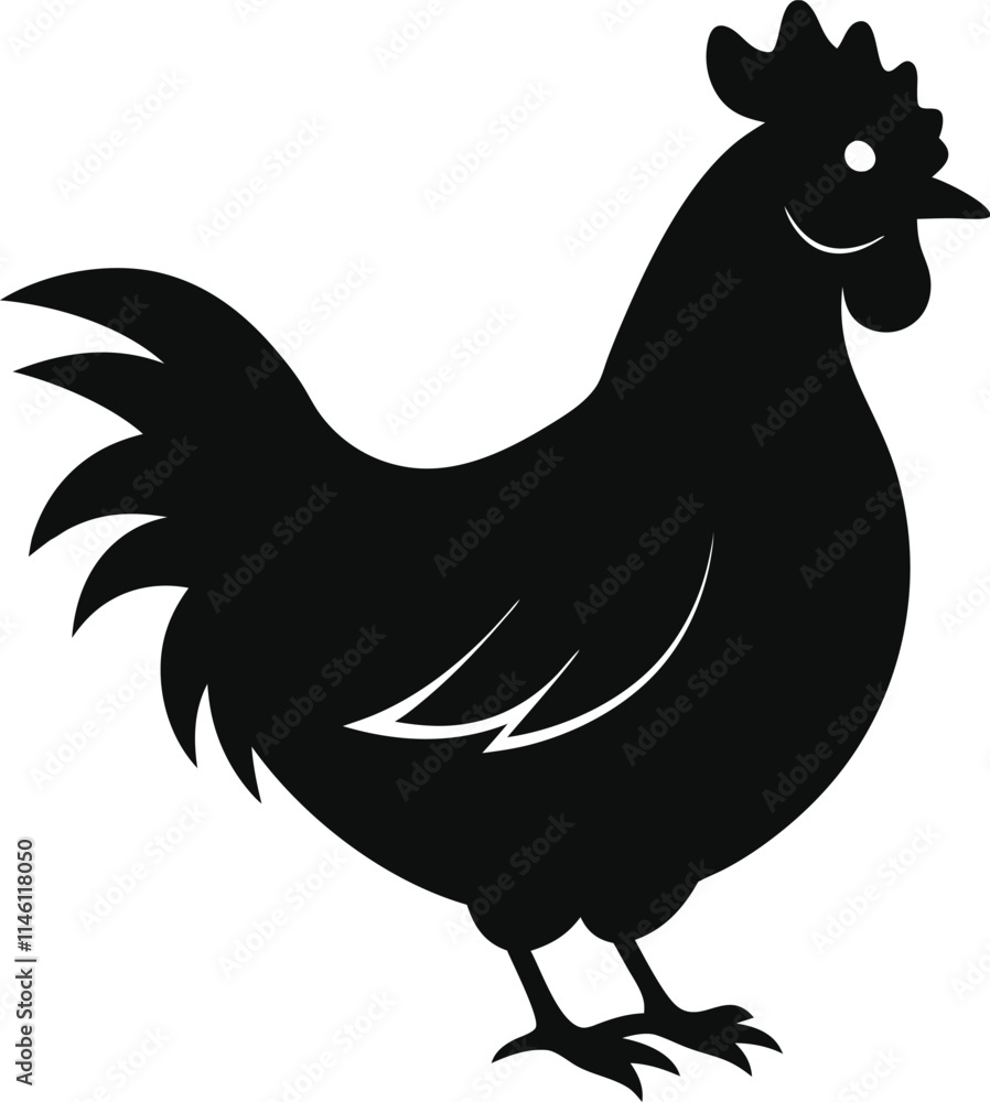 silhouette of a chicken on white background silhouette of a chicken on white background