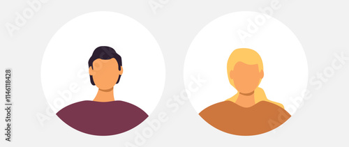 Vector flat illustration. Men and women in different styles. Avatar, user profile, person icon, profile picture. Suitable for social media profiles, icons, screensavers and as a template.