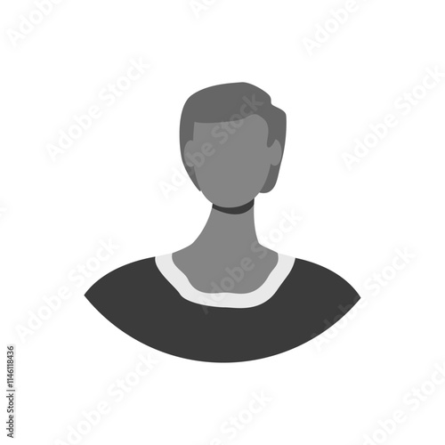 Vector flat illustration in grayscale. Icons of man and woman. Avatar, user profile, person icon, profile picture. Suitable for social media profiles, icons, screensavers and as a template.