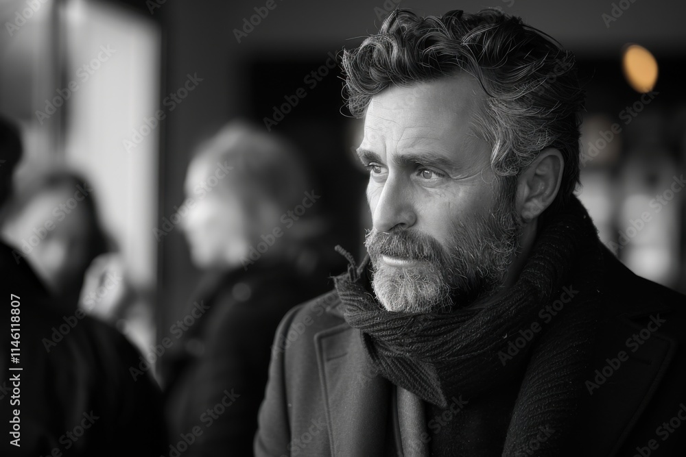 Man with a beard and a scarf on, portrait Man with a beard and a scarf on, portrait