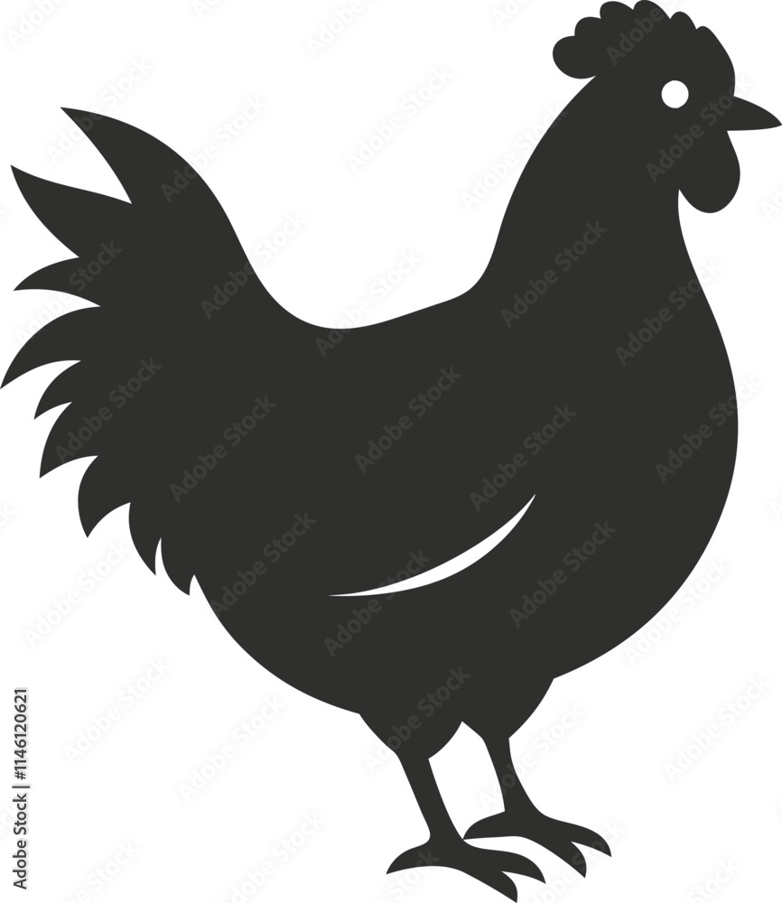 silhouette of a chicken on white background silhouette of a chicken on white background