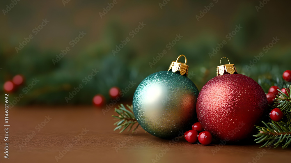 Sparkling Christmas Ornaments on Festive Branches Sparkling Christmas Ornaments on Festive Branches