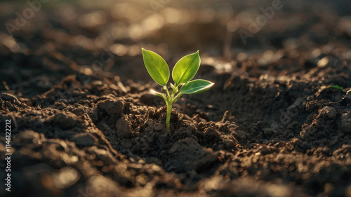 a plant growing out of the dirt photo