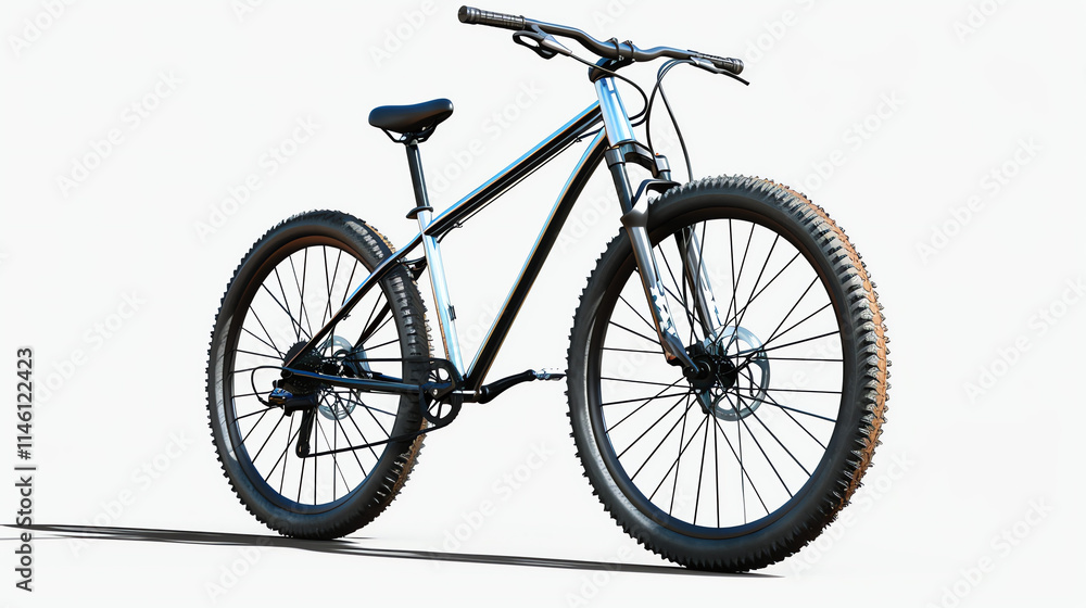 Silver-colored mountain bike isolated on a white background Silver-colored mountain bike isolated on a white background
