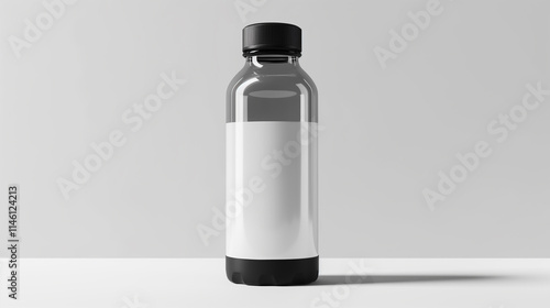 Blank Clear Plastic Bottle Mockup with Black Lid