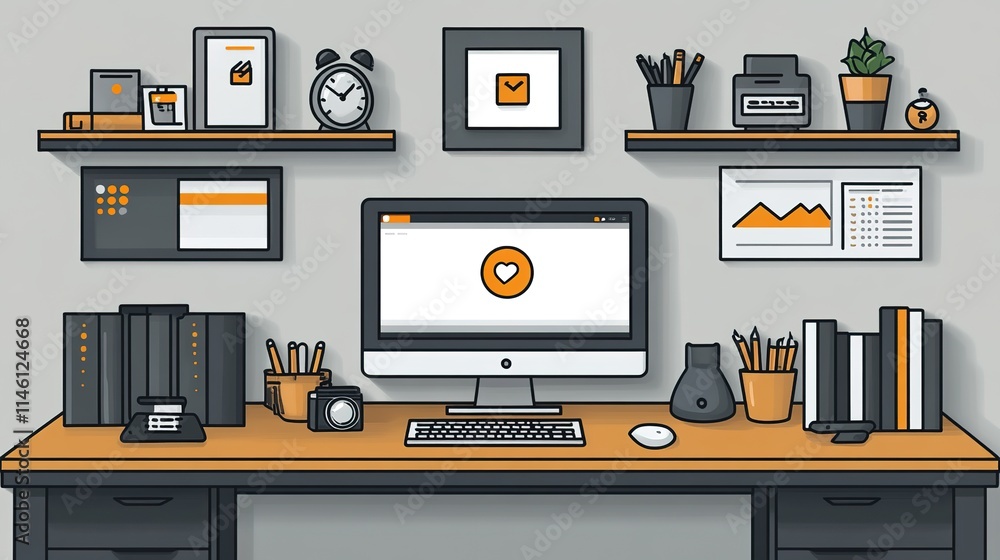 Generic Productivity Illustration for Tech Company - Collaborative Spirit with Slack and Behance Integration, Emphasizing Efficiency and Innovation Generic Productivity Illustration for Tech Company - Collaborative Spirit with Slack and Behance Integration, Emphasizing Efficiency and Innovation