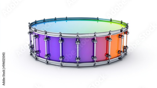 A colorful drum with a gradient effect, showcasing its vibrant design and musical purpose. photo