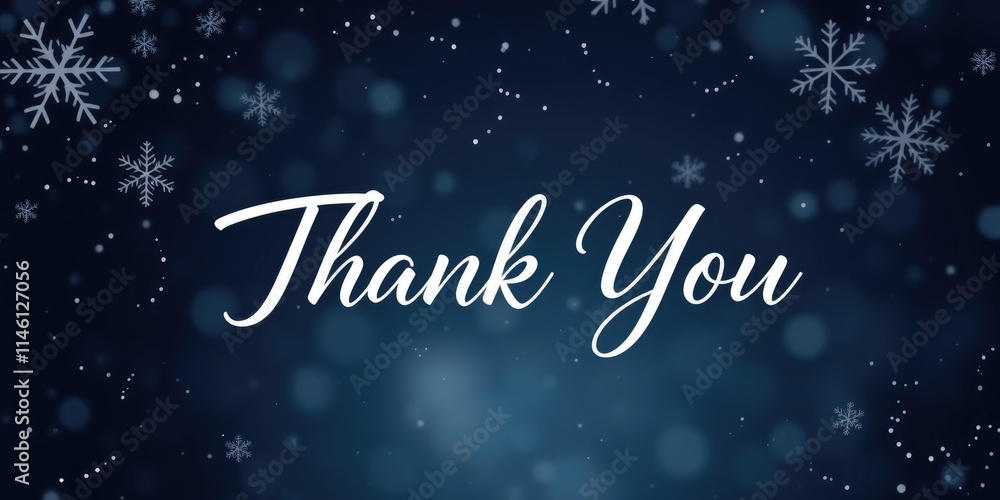 A stunning banner with Thank You on a deep blue background, adorned with delicate snowflakes and sparkling bokeh, captures the essence of winter appreciation A stunning banner with Thank You on a deep blue background, adorned with delicate snowflakes and sparkling bokeh, captures the essence of winter appreciation