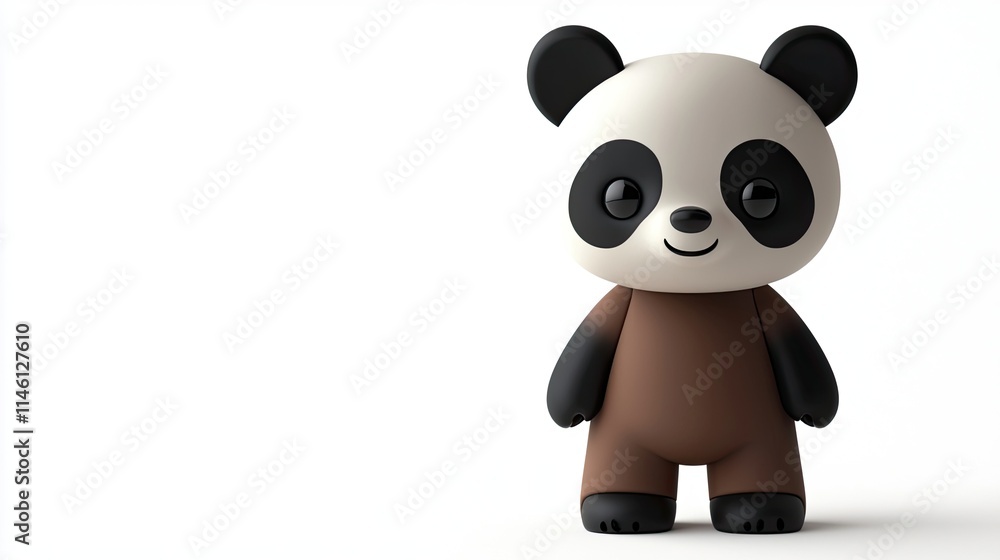 Fototapeta premium A cute cartoon panda character with a friendly expression, designed for playful contexts.