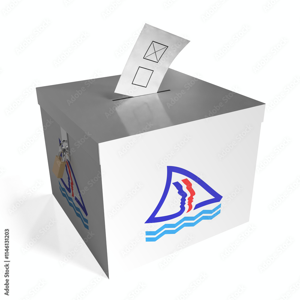 Province Sud - ballot box with flag - 3D illustration Province Sud - ballot box with flag - 3D illustration