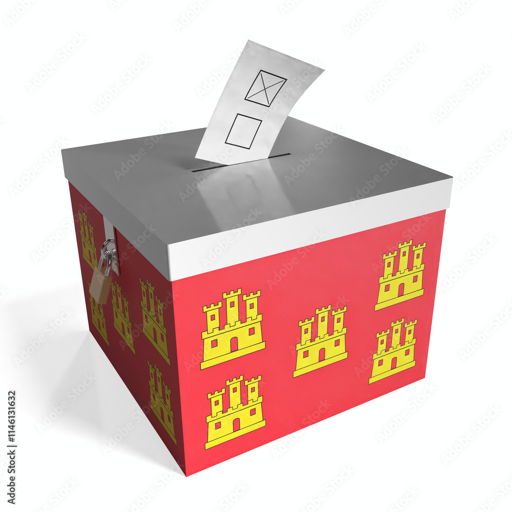 Poitou-Charentes - ballot box with flag - 3D illustration Poitou-Charentes - ballot box with flag - 3D illustration