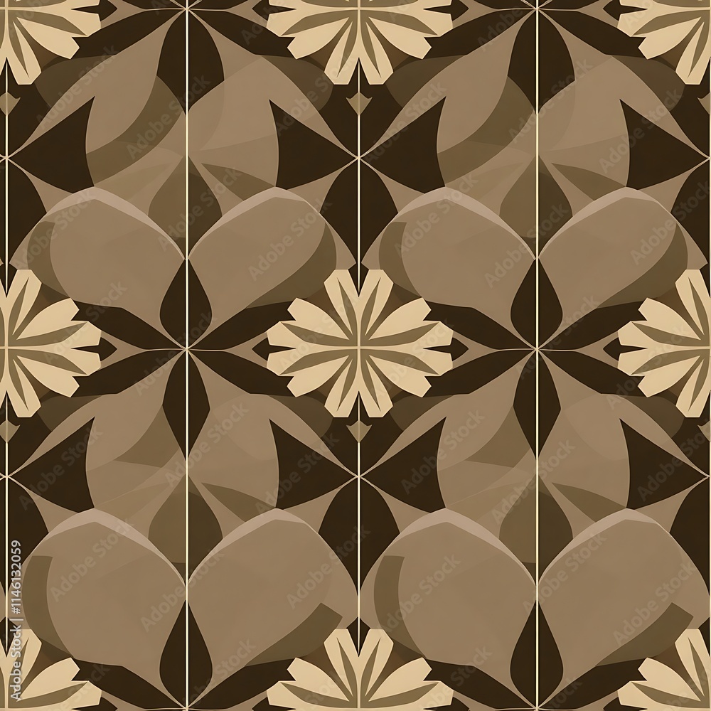 Elegant Brown and Beige Floral Tile Pattern Elegant Brown and Beige Floral Tile Pattern