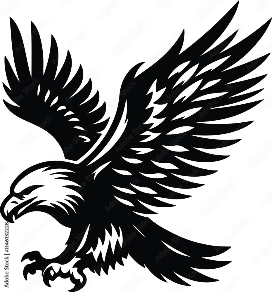 Fototapeta premium Eagle Bird silhouette vector art illustration