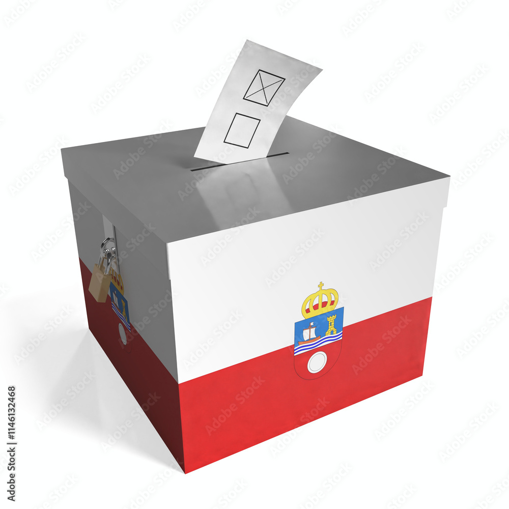 Cantabria - ballot box with flag - 3D illustration Cantabria - ballot box with flag - 3D illustration
