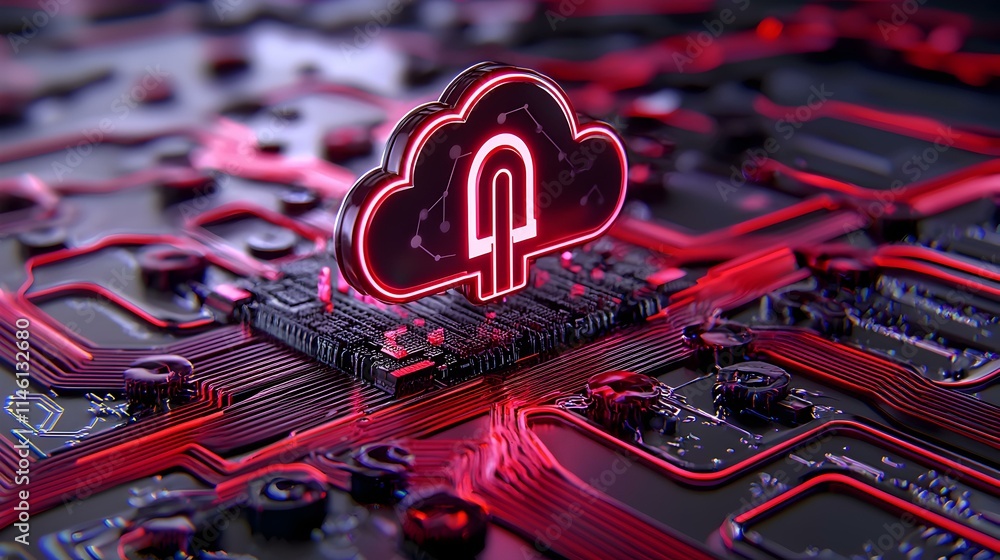Fototapeta premium Cloud Integration Technology Concept with Circuit Patterns and Design