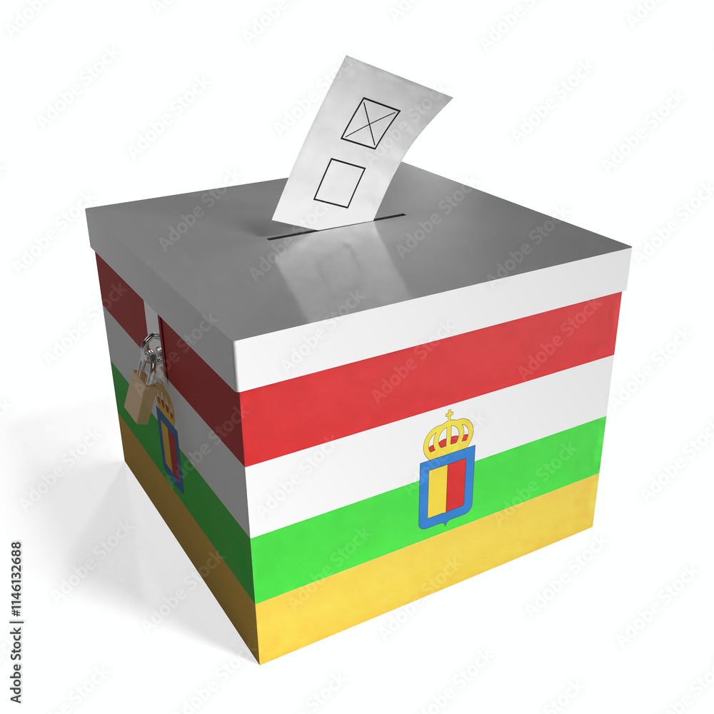 La Rioja - ballot box with flag - 3D illustration La Rioja - ballot box with flag - 3D illustration