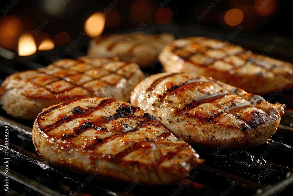 Grilled chicken breasts with char marks Grilled chicken breasts with char marks