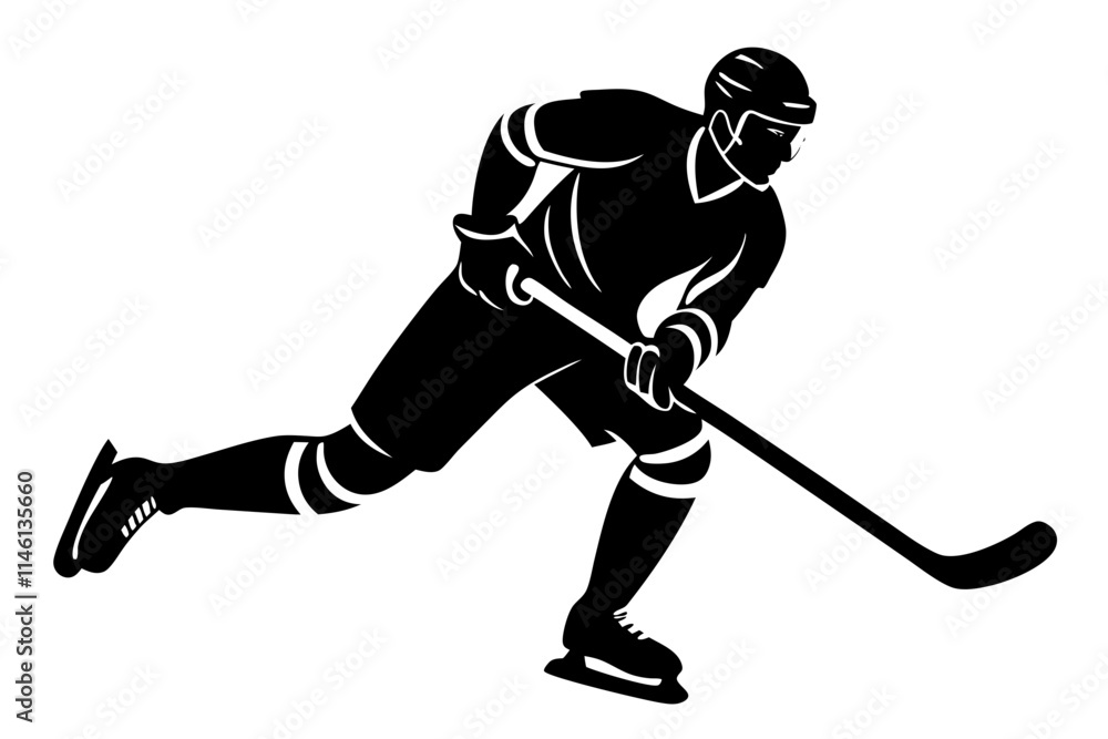Fototapeta premium Ice hockey player silhouette vector