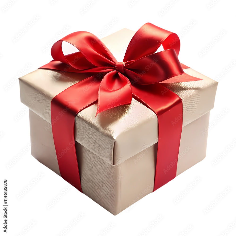 Elegant White Gift Box with Red Ribbon Elegant White Gift Box with Red Ribbon