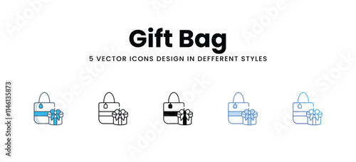 Gift Bag icons in different style vector stock illustration