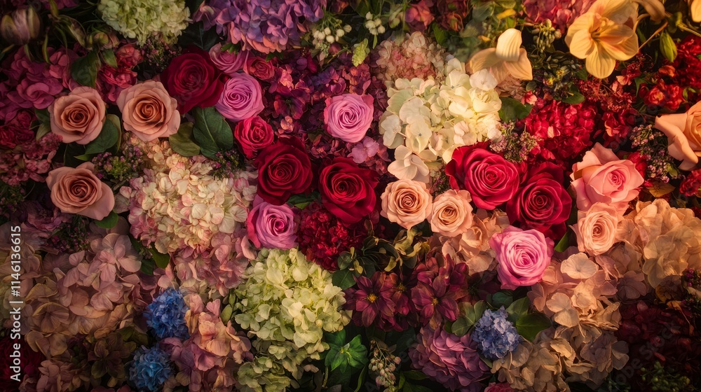 A floral-themed backdrop with adjustable arrangements and lighting, designed for weddings, parties, and romantic celebrations. A floral-themed backdrop with adjustable arrangements and lighting, designed for weddings, parties, and romantic celebrations.