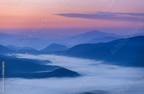 Fototapeta Naklejka Na Ścianę i Meble -  fog in the mountain valley