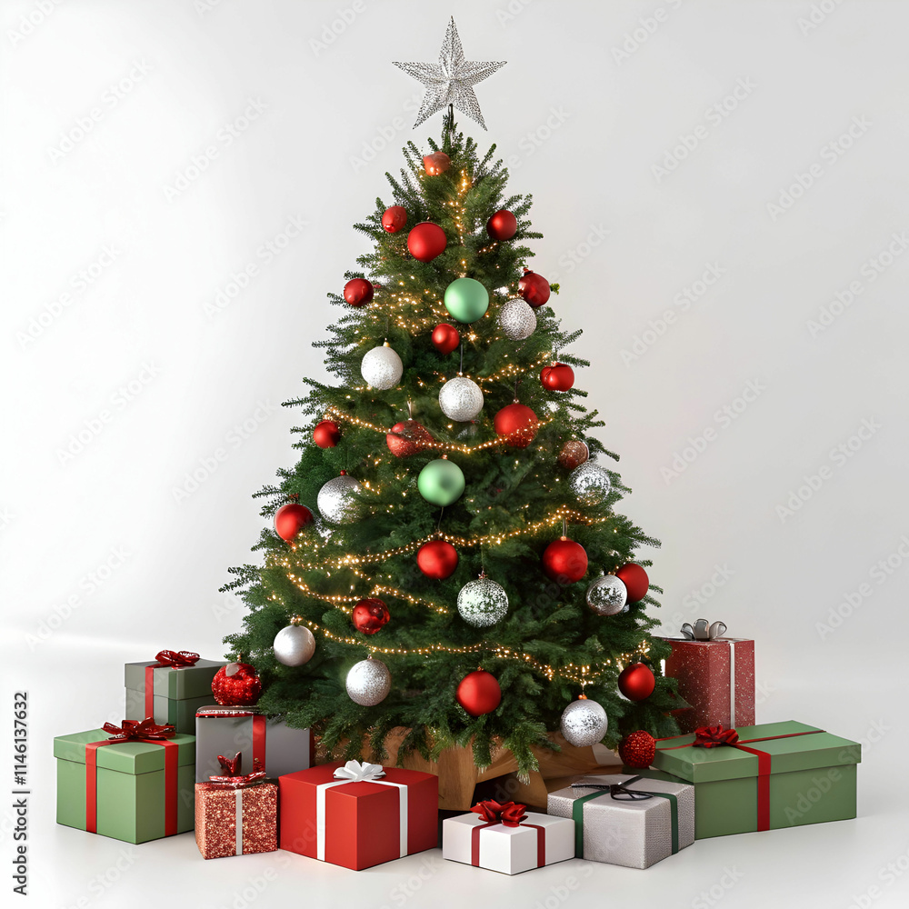 Christmas tree with gifts on white background Christmas tree with gifts on white background