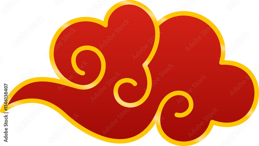 red cloud with gold outline chinese new year celebration ornament red cloud with gold outline chinese new year celebration ornament