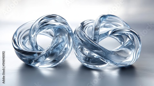 Two intertwined glass sculptures showcasing elegant design and craftsmanship.