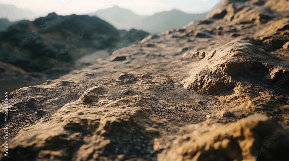 Close-up shot of a rugged, textured mountain soil, with visible details of the earth like small rocks, pebbles, and soil layers, in sharp focus. Close-up shot of a rugged, textured mountain soil, with visible details of the earth like small rocks, pebbles, and soil layers, in sharp focus.